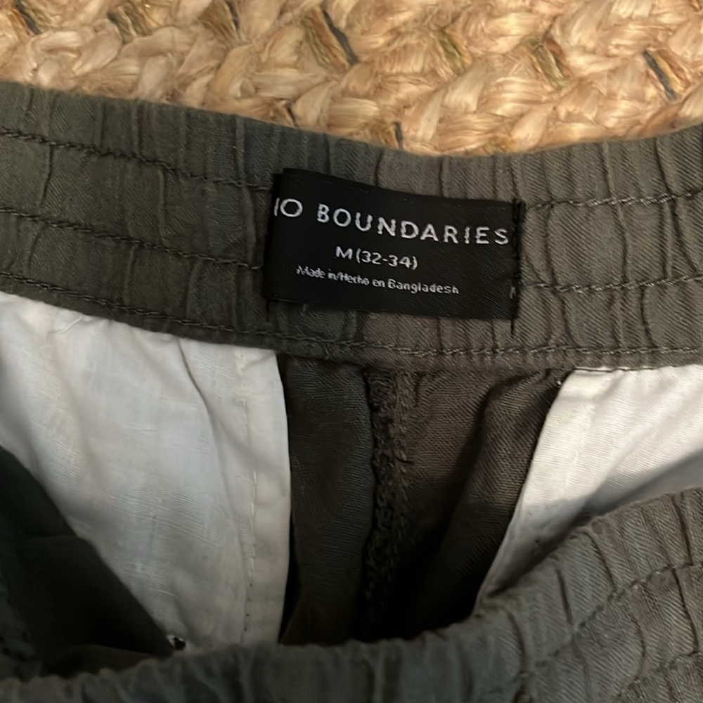 No Boundaries Olive Green Linen Shorts Lightweight Drawstring - Picture 3 of 3